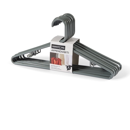 [D82975] Set 8 Appendini in plastica grigio cenere Zeta
