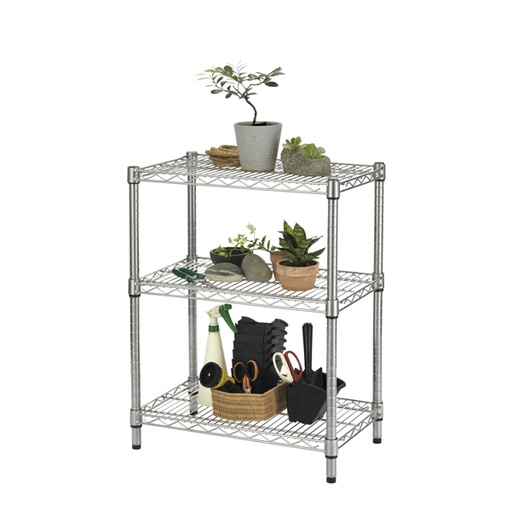 [D82993] Scaffale 3 ripiani acciaio cromato 36x60cm - H75cm kit Archimede Outdoor