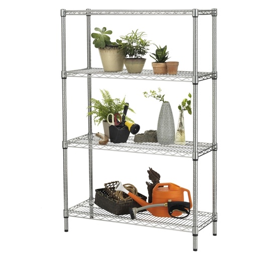 [D82994] Scaffale 4 ripiani acciaio cromato 36x90cm - H137cm kit Archimede Outdoor