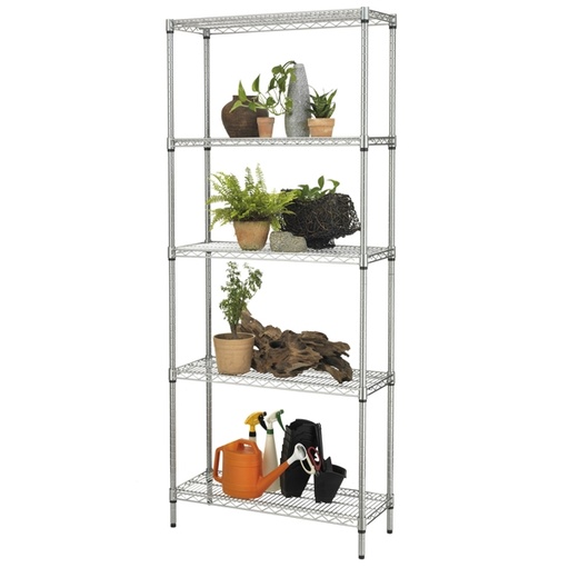 [D82995] Scaffale 5 ripiani acciaio cromato 36x90cm - H177cm kit Archimede Outdoor