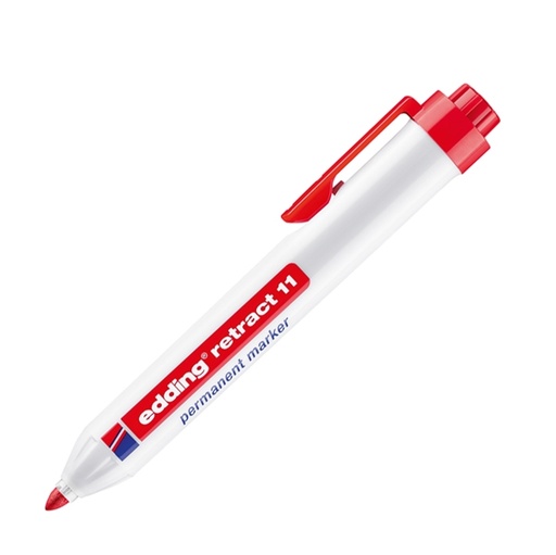 [D83075] Marcatore permanente 11 Retract punta conica rosso Edding