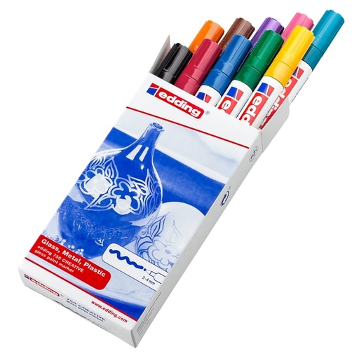 [D83093] Astuccio 10 marcatori 750 punta media vernice colori assortiti Edding