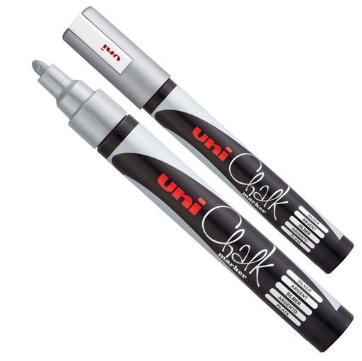 [D83096] Marcatore a gesso liquido UNI CHALK p.tonda argento UNI MITSUBISHI
