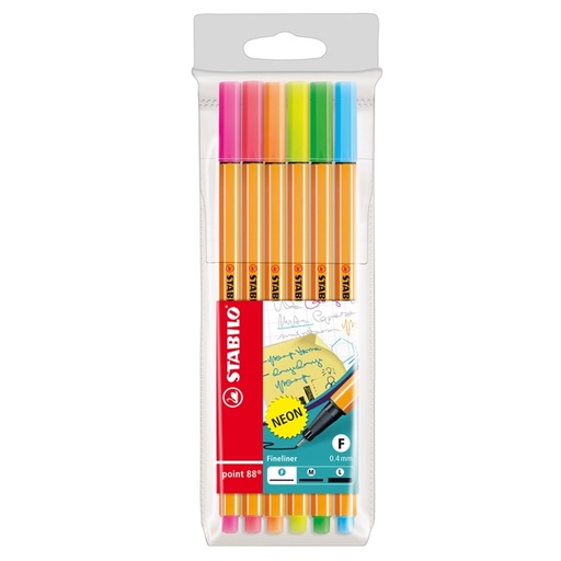 [D83142] Astuccio 6 pennarelli Point 88 colori neon assortiti 88/6-1 Stabilo