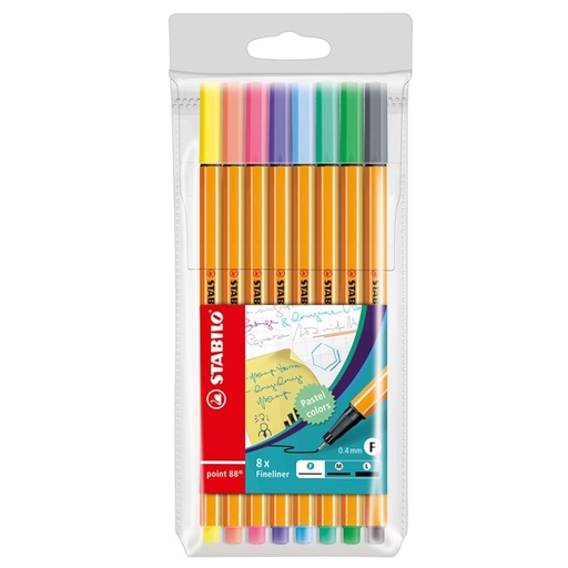 [D83143] Astuccio 8 pennarelli Point 88 colori pastel assortiti 88/8-01 Stabilo