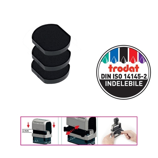 [D83416] Blister da 3 tamponi 6/4630 Nero Trodat