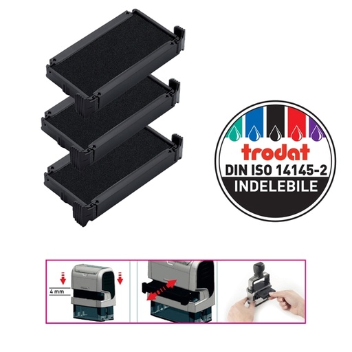[D83419] Blister da 3 tamponi 6/4911 nero Trodat