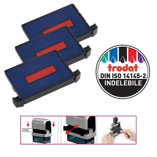 [D83421] Blister da 3 tamponi 6/4750-2 rosso-blu Trodat