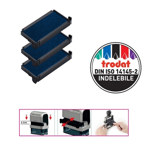 [D83422] Blister da 3 tamponi 6/4912 blu Trodat