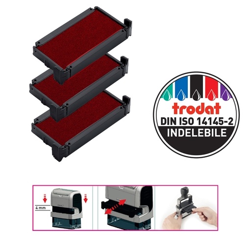 [D83423] Blister da 3 tamponi 6/4911 rosso Trodat