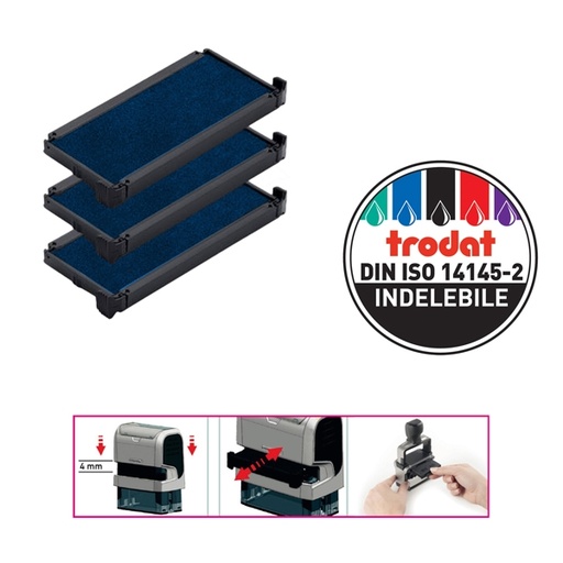 [D83432] Blister da 3 tamponi 6/4915 blu Trodat