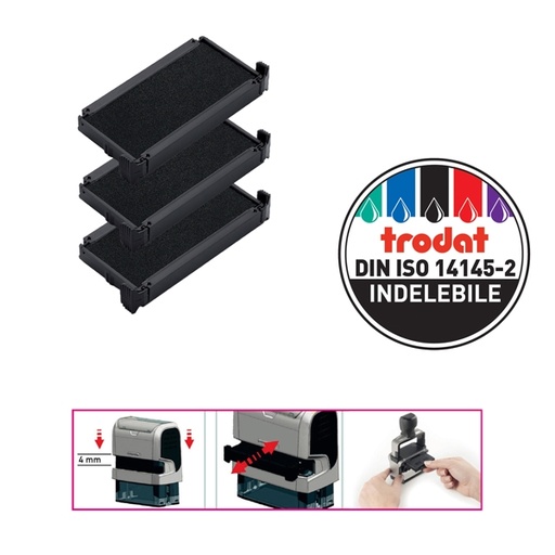 [D83433] Blister da 3 tamponi 6/4912 nero Trodat