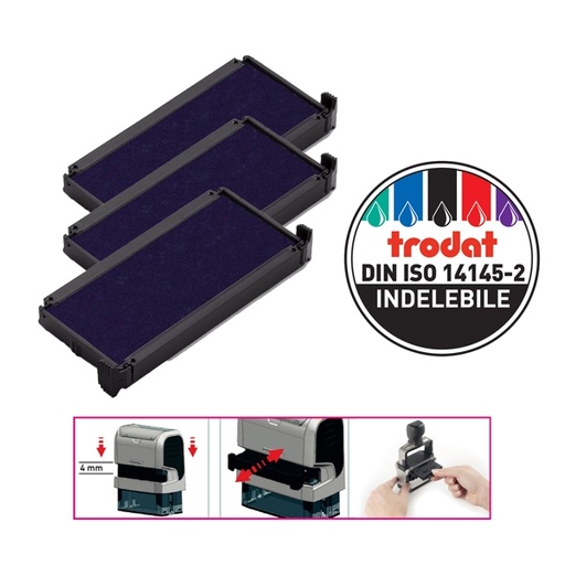 [D83435] Blister da 3 tamponi 6/4913 blu Trodat