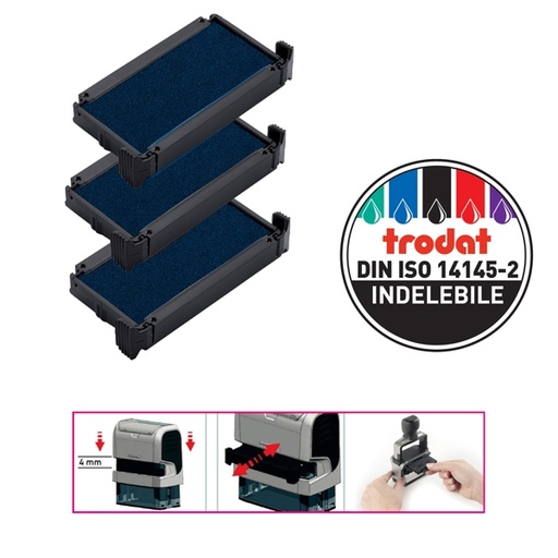 [D83437] Blister da 3 tamponi 6/4911 blu Trodat