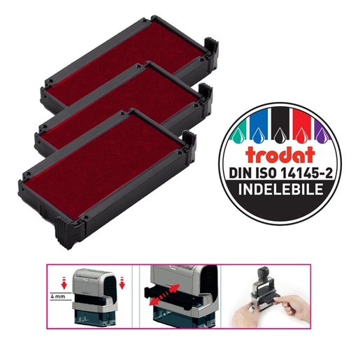 [D83438] Blister da 3 tamponi 6/4910 rosso Trodat