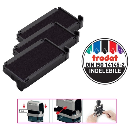 [D83439] Blister da 3 tamponi 6/4910 nero Trodat