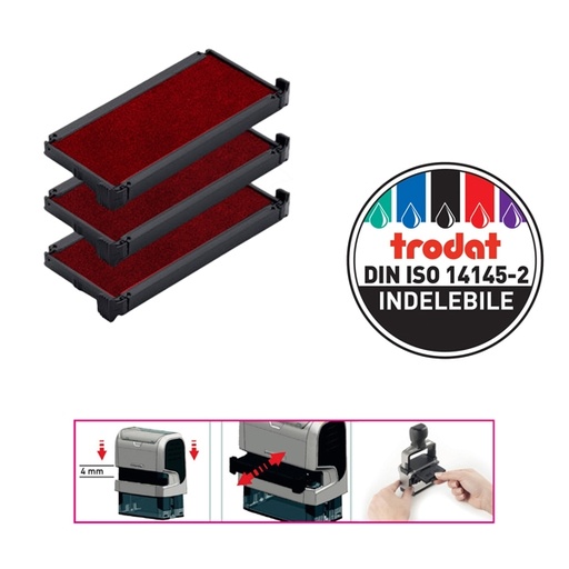 [D83444] Blister da 3 tamponi 6/4915 rosso Trodat