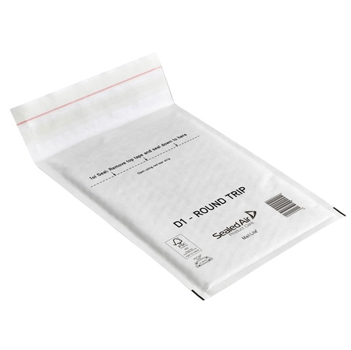 [D83482] Conf.100 Buste imbottite Bianche D 18x26cm Andata-Ritorno Mail Lite(R) Round Trip
