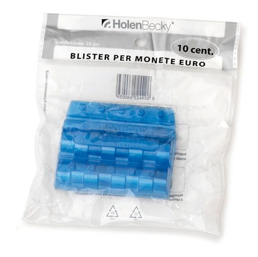 [D83535] Blister 20 Portamonete in PVC 10cent blu