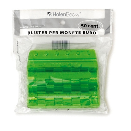 [D83537] Blister 20 Portamonete in PVC 50cent verde