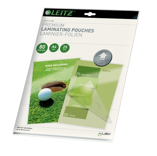 [D83994] Scatola 25 pouches UDT 80x2micron 216X303mm Leitz