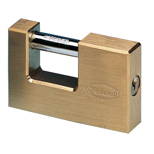 [D84629] Lucchetto corazzato per saracinesca in ottone massiccio 60MM dim 77X50X16,5mm