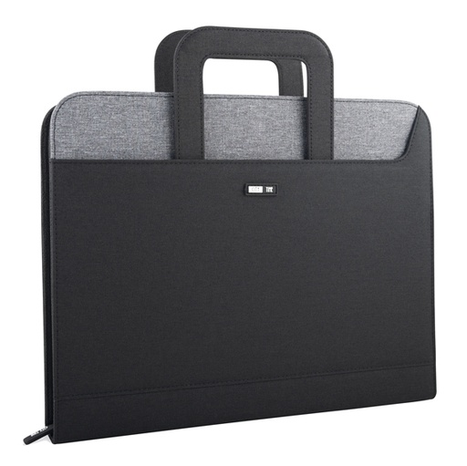 [D84742] Cartella portablocco c/manici nero/grigio dim. 28.5x36cm City Time NIJI
