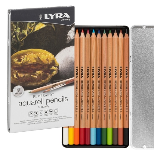 [D85022] ASTUCCIO METALLO 12 pastelli REMBRANDT AQUARELL Lyra