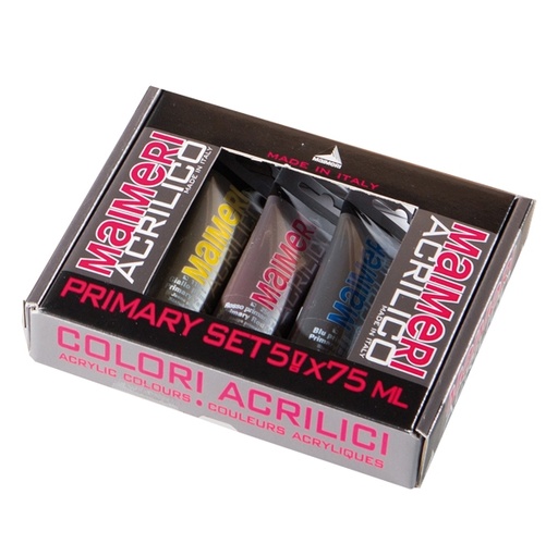[D85163] Colori acrilici Primary Set 5 tubetti da 75ml Maimeri