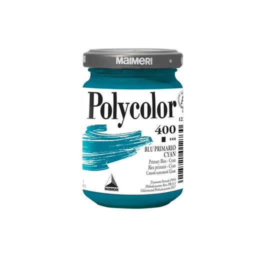 [D85238] Colore vinilico Polycolor vasetto 140 ml blu primario Cyan Maimeri