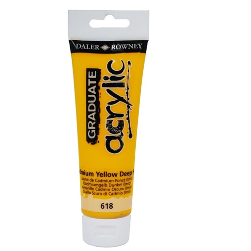 [D85518] Colore acrilico fine Graduate tubo 120ml giallo cadmio scuro im. Daler Rowney