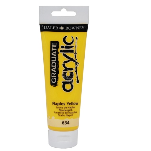 [D85520] Colore acrilico fine Graduate tubo 120ml giallo Napoli Daler Rowney