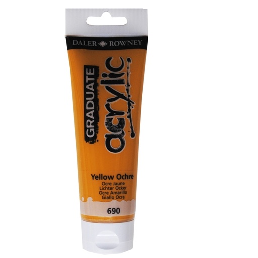 [D85522] Colore acrilico fine Graduate tubo 120ml giallo ocra Daler Rowney