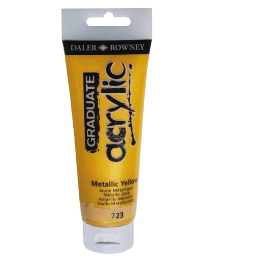 [D85530] Colore acrilico fine Graduate tubo 120ml giallo metal Daler Rowney