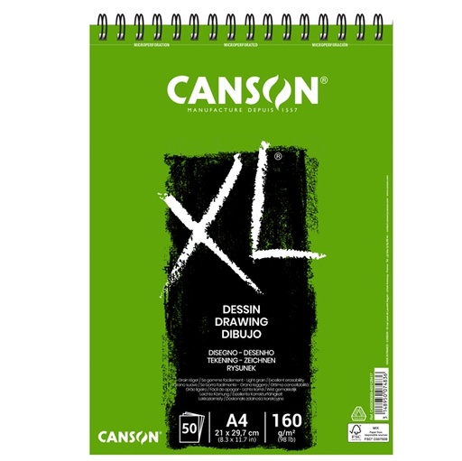 [D85640] Album spiralato lato corto XL DRAWING A4 50 fg. 160 gr. Canson