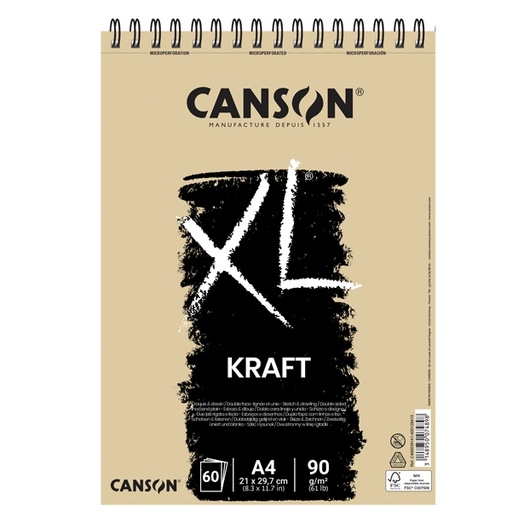 [D85642] Album spiralato lato corto XL KRAFT A4 60 fg. 90 gr. Canson