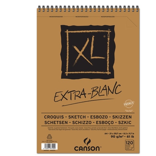[D85647] Album spiralato lato corto XL EXTRA WHITE A4 120 fg. 90 gr Canson