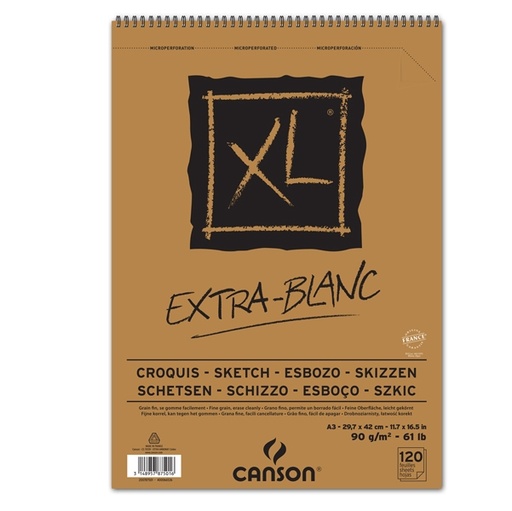 [D85648] Album spiralato lato corto XL EXTRA WHITE A3 120 fg. 90 gr Canson