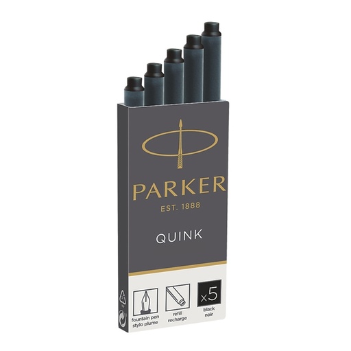 [D85799] SCATOLA 5 CARTUCCE PARKER QUINK NERO PERMANENTE