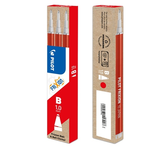 [D85897] Set 3 refill sfera FRIXIONball CLICKER 1.0mm rosso Pilot