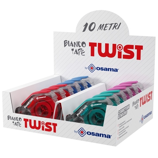 [D85919] Correttore a nastro 10 Metri 5mmx10mt Bianco Tape Twist Osama