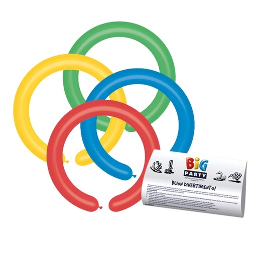 [D85937] Busta 25 palloncini modellabili in lattice diam.5cm Colori Assortiti Big Party