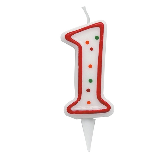 [D85967] Candelina Zuccherino numero 1 - h. 8.5cm Big Party