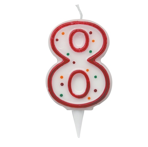 [D85974] Candelina Zuccherino numero 8 - h. 8.5cm Big Party