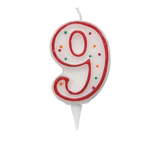 [D85975] Candelina Zuccherino numero 9 - h. 8.5cm Big Party