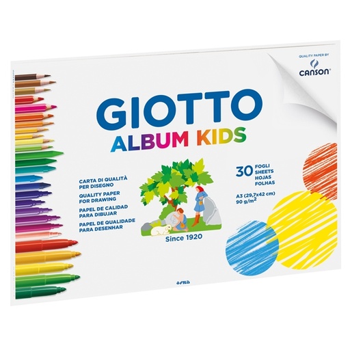 [D86055] Album Little Kids 2+ f.to A3 90gr 30fg Giotto
