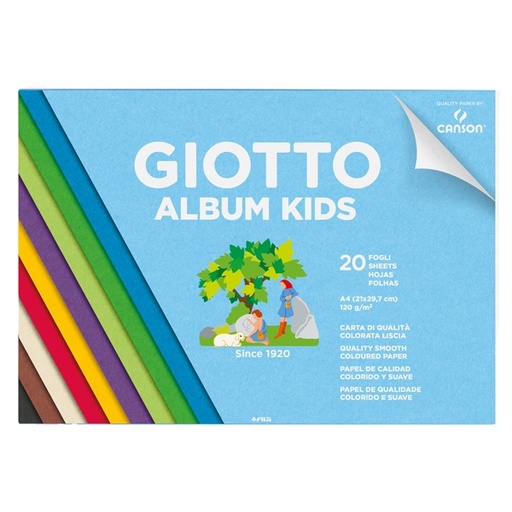 [D86056] Album Kids Carta colorata 2+ f.to A4 120gr 20fg Giotto