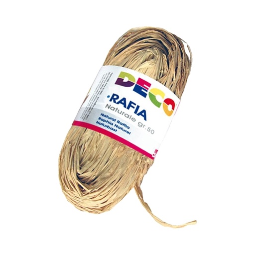[D86082] CONFEZIONE 50GR RAFIA COLORE NATURALE DECO