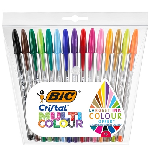 [D86212] Scatola 15 penna sfera CRISTAL(R) MULTICOLOR 1,6mm ink ass. BIC(R)