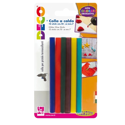 [D86221] Colla Stick pz.12 colori assortiti per pistola mini TG02M diam..7mm - lungh.10cm DECO
